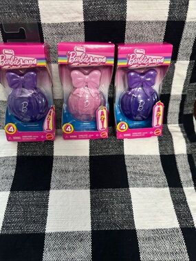 3 Barbie Land Mini Surprise Capsules - Pink & Purple Bow Tops NWT